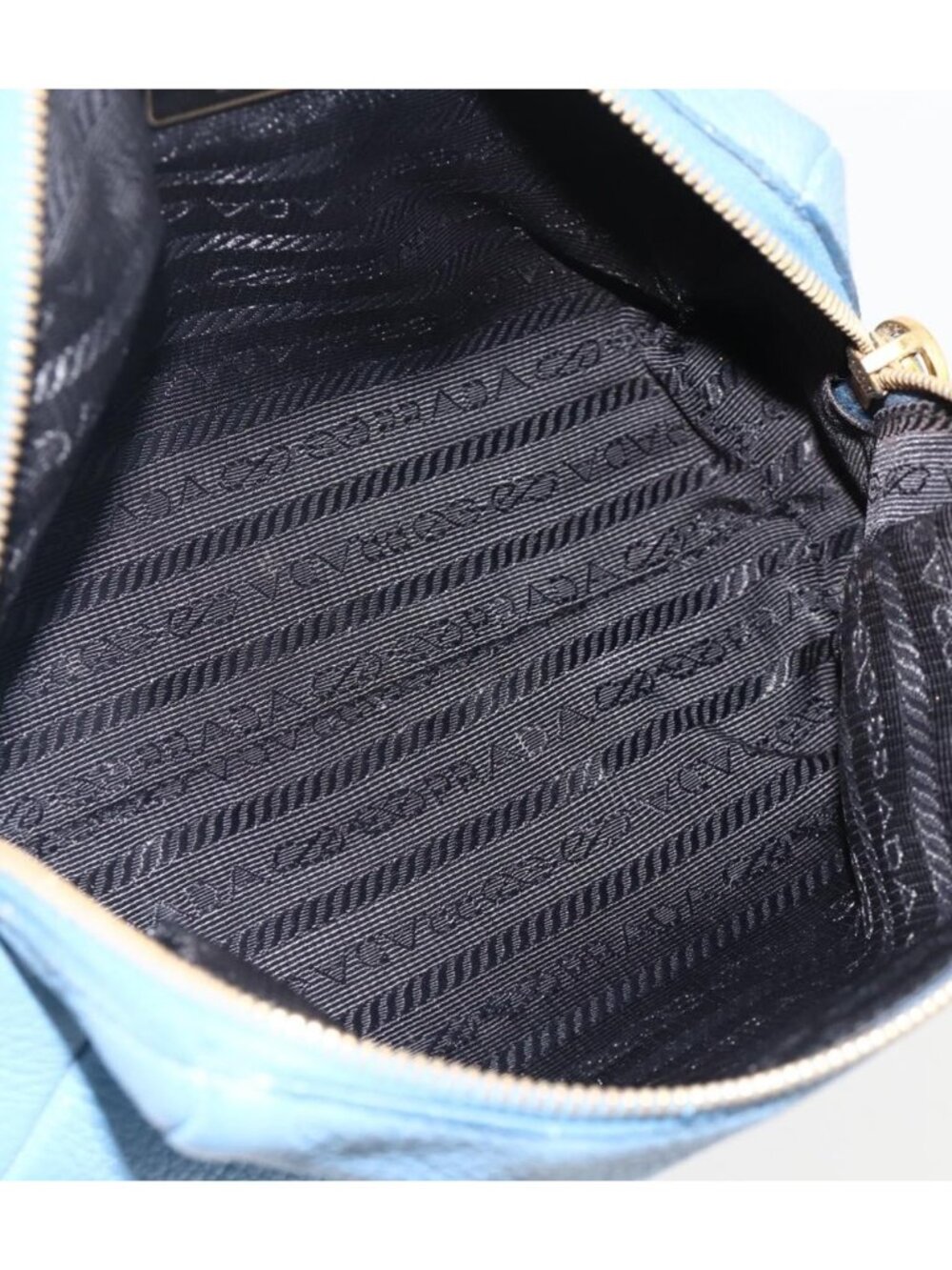 PRADA Pouch Leather Blue Gold - Picture 11 of 16